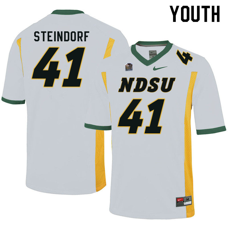 Youth #41 Kaedin Steindorf North Dakota State Bison College Football Jerseys Sale-White